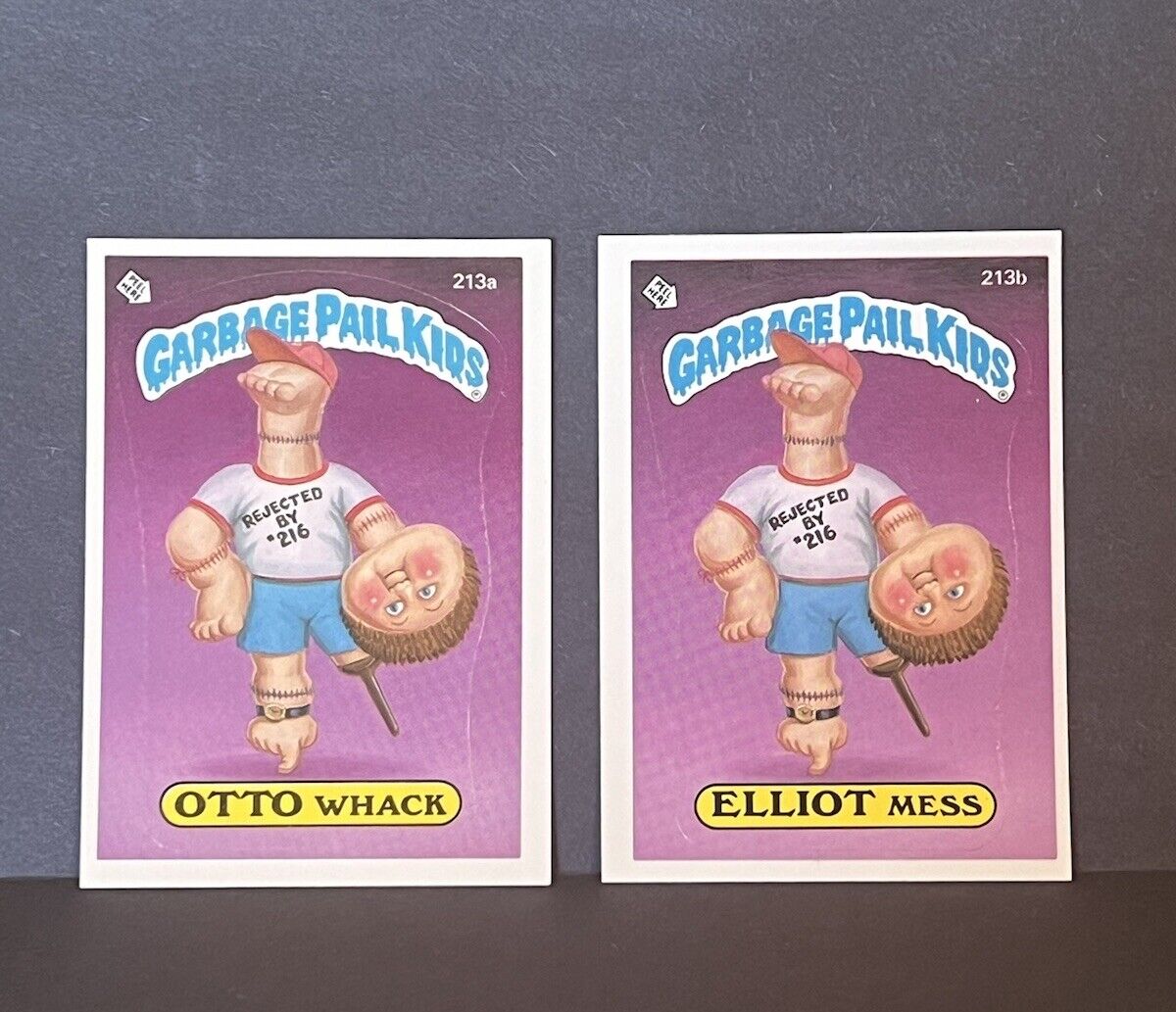 Vintage 1986 Topps GPK Kids Series #6 213a Otto Whack & 213b Elliott Mess