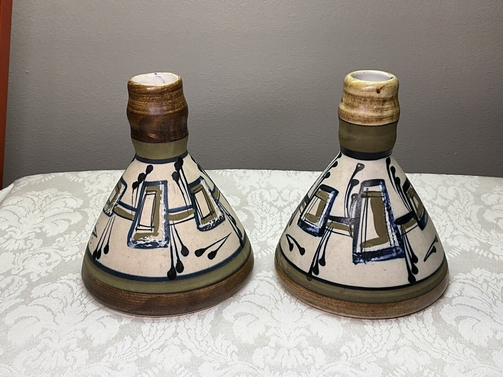 HARSA Israel MCM Flask Vase Pair (2) Designed By Nehemiah Azaz Signed & Numbered