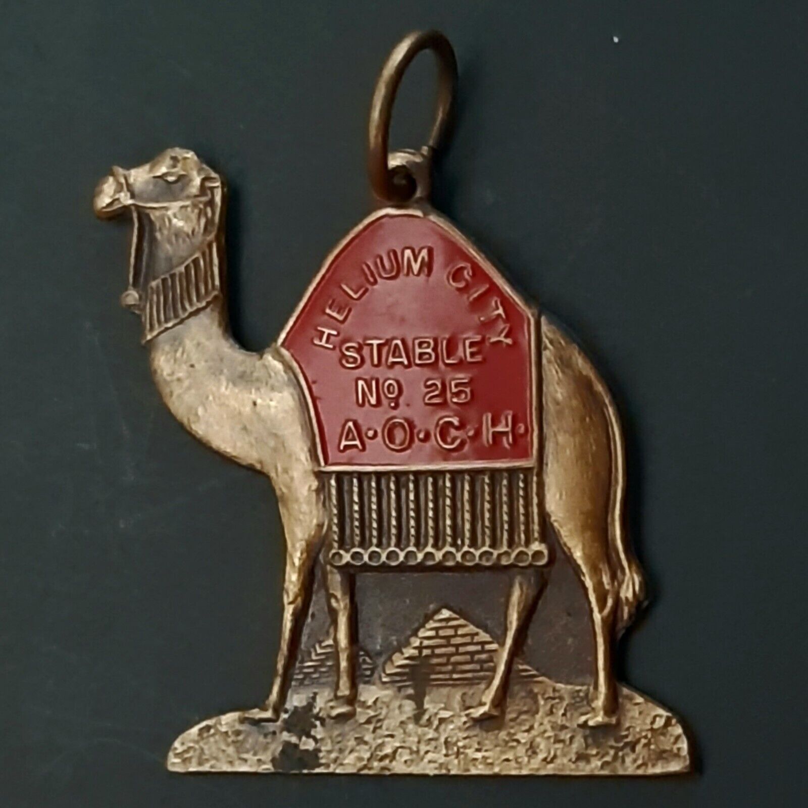 Antique Shriners AOCH Helium City Stable No 25 Camel Medallion Medal Pendant   1