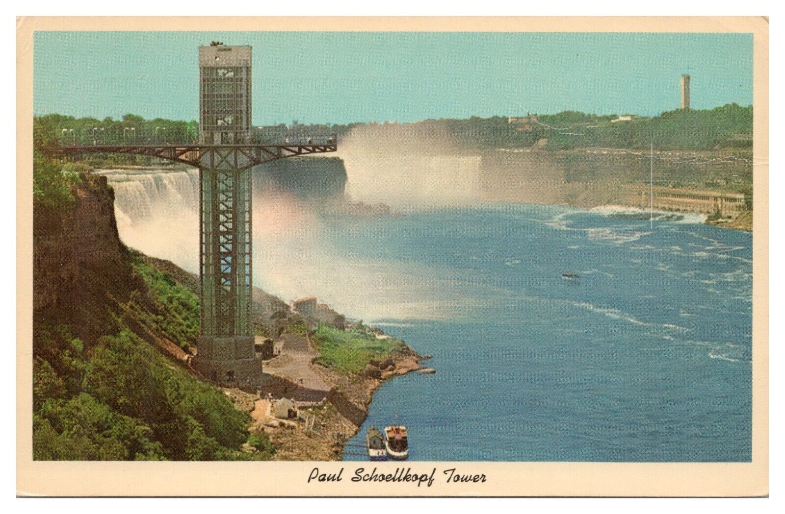 Vintage Paul Schoellkopf Tower Niagara Falls Postcard c1969 Chrome