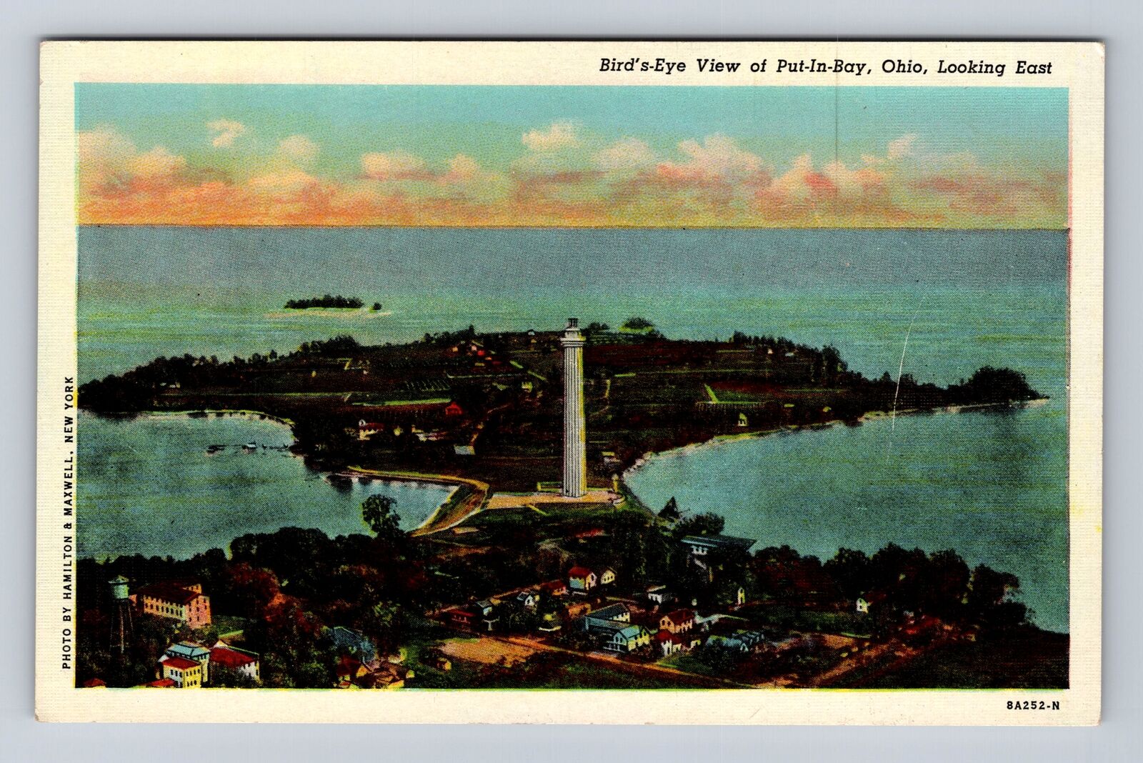 Put-in-the-Bay OH-Ohio, Birds Eye View over Bay, Antique Vintage Postcard
