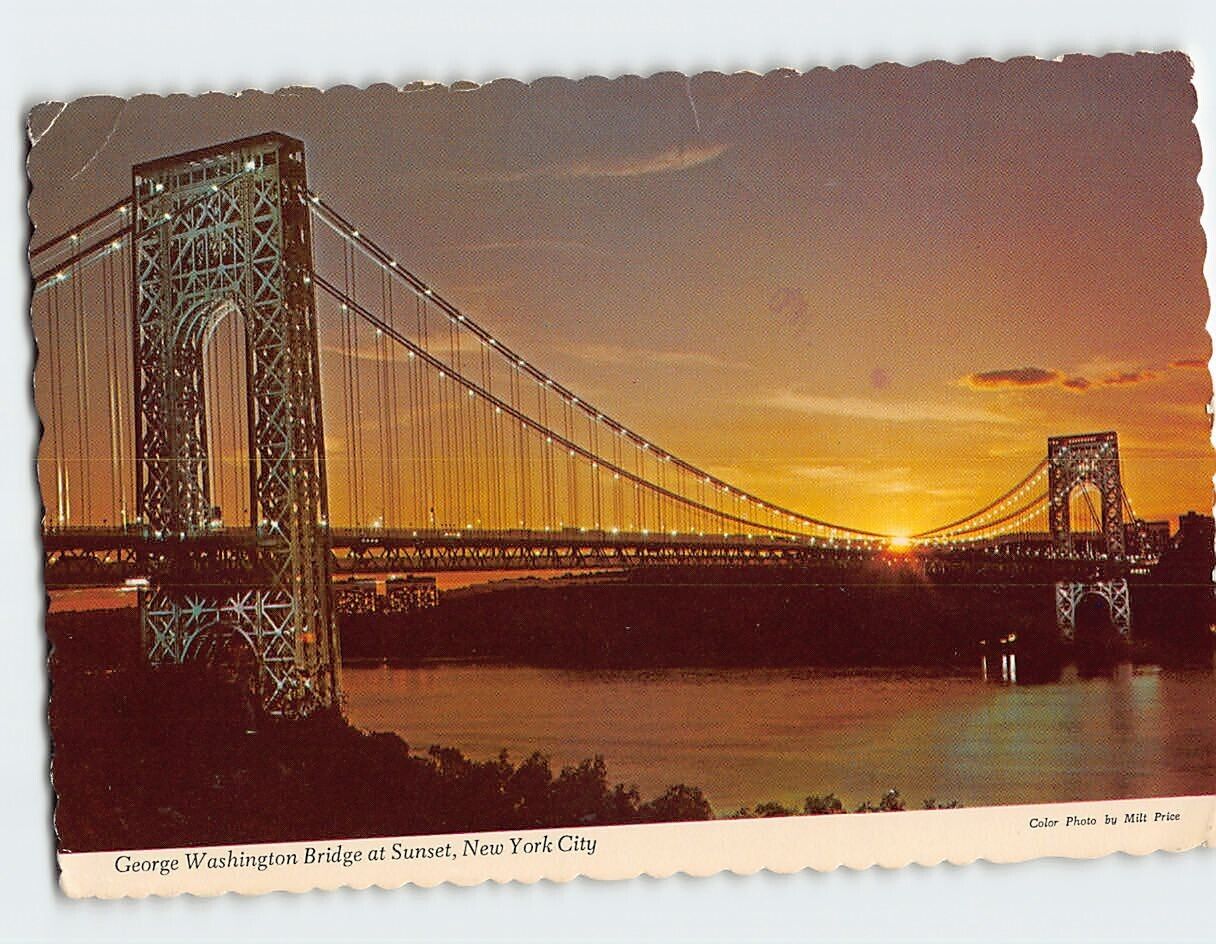 Postcard George Washington Bridge at Sunset, New York City, New York