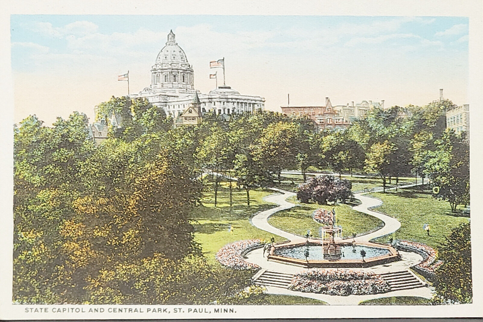 1920\'s Postcard State Capitol and Central Park St. Paul Minnesota