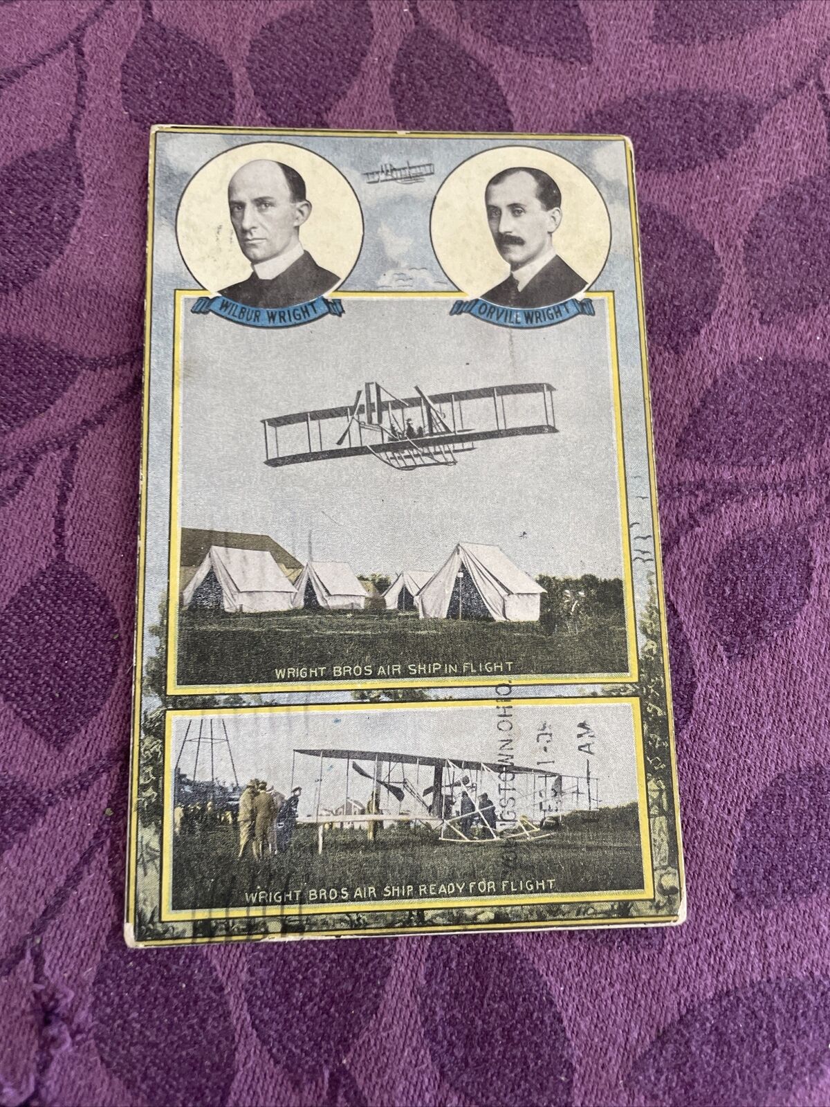 1909 Orville & Wilbur Wright and their biplane Dayton OH postcard