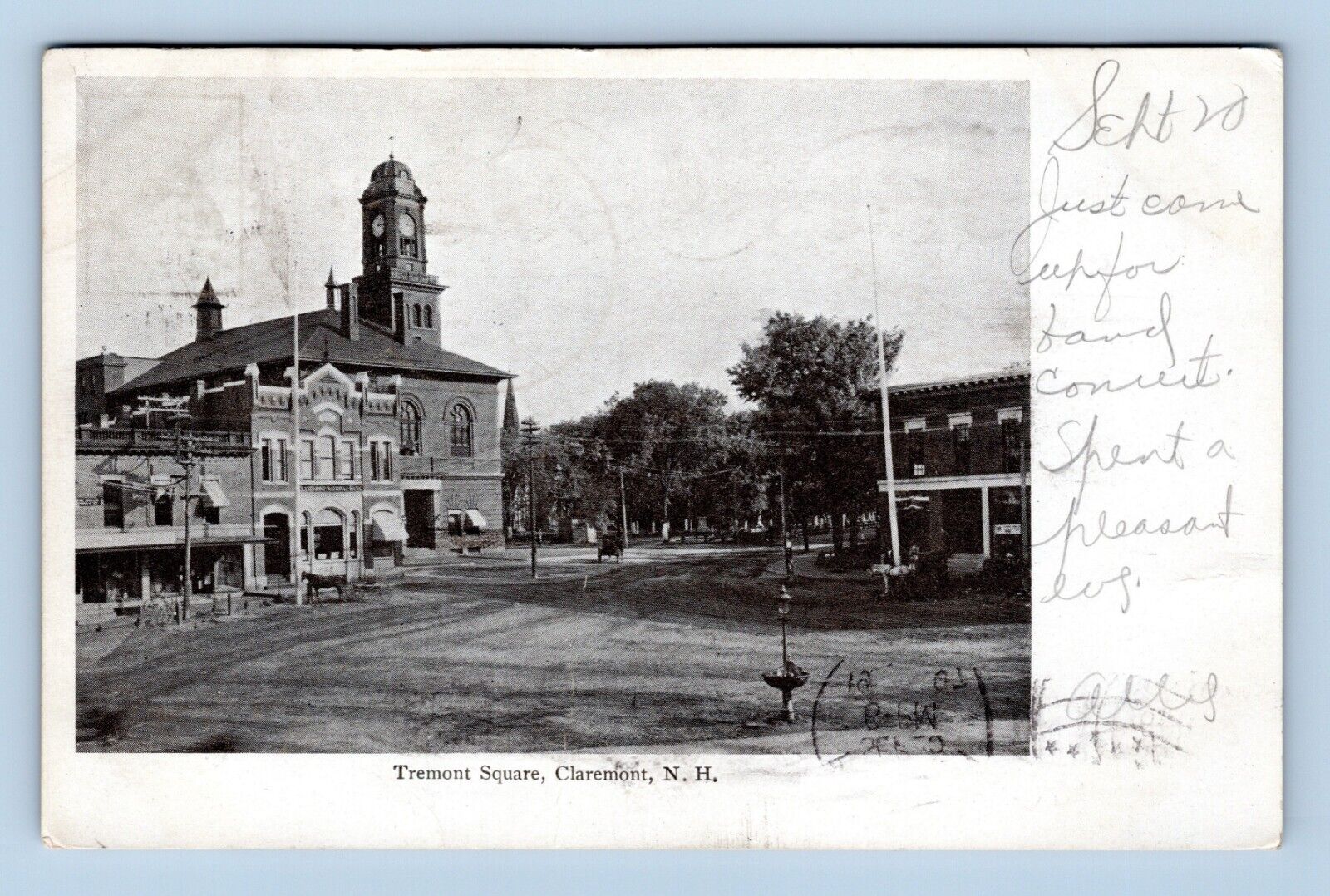 Tremont Square Dirt Street View Claremont NH New Hampshire 1907 UDB Postcard Q1
