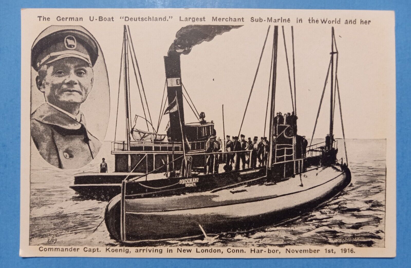 1916 Postcard German U Boat Deutschland Visits Baltimore MD ~ MINT COND.