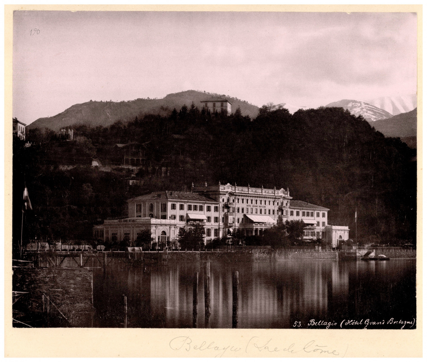 Italy, Bellagio, Lake Como Lombardy, Hotel Great Brittany Vintage print, 