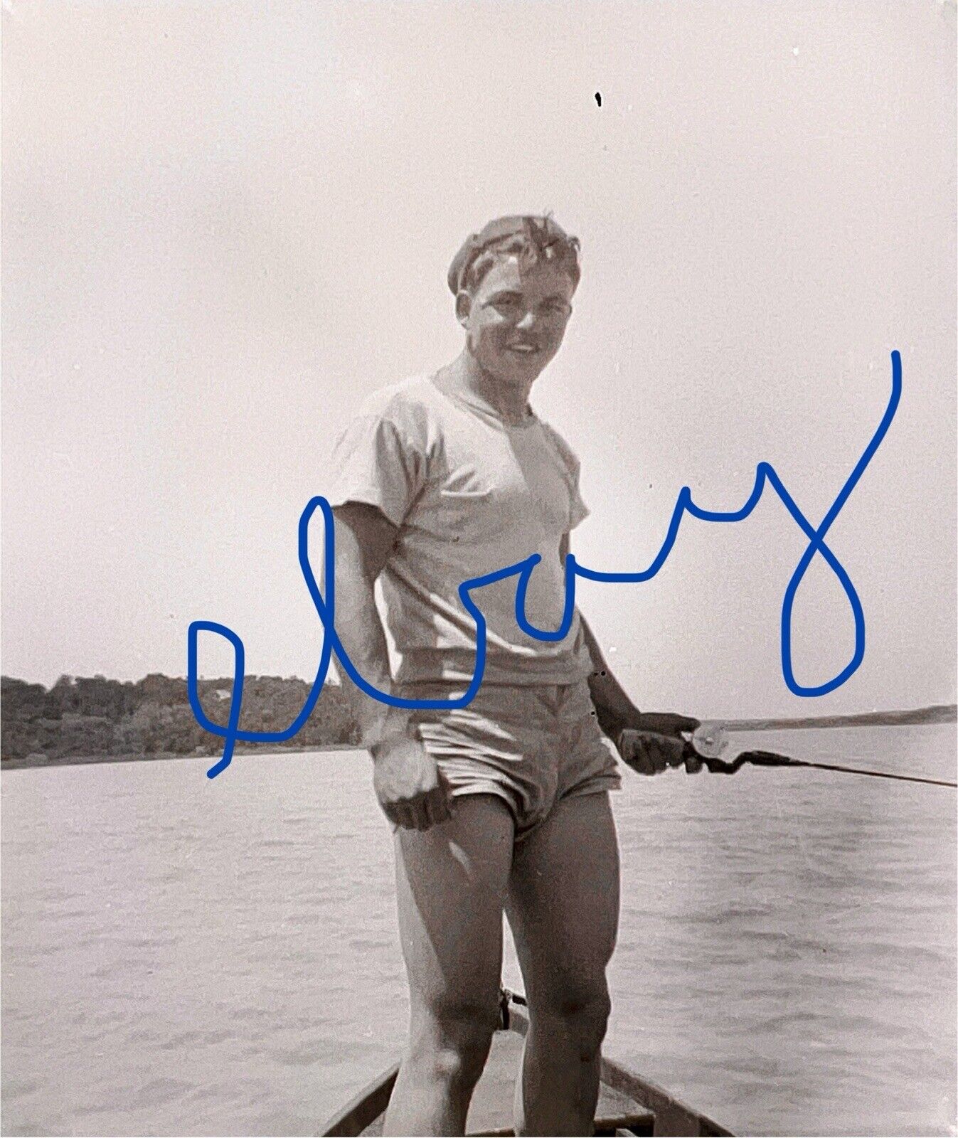 VTG 1940s Negatives Muscular Texas Man in Shorts Rowing Fishing Gay Interest