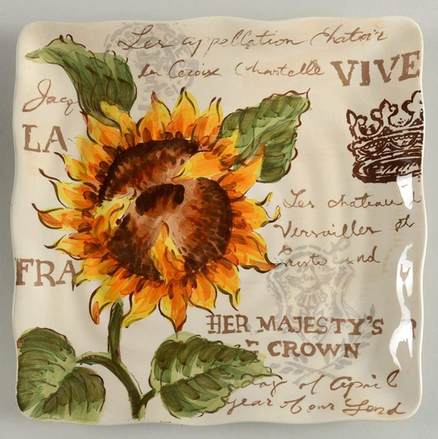 Maxcera Corp Sunflower Crown Square Salad Plate 10740771
