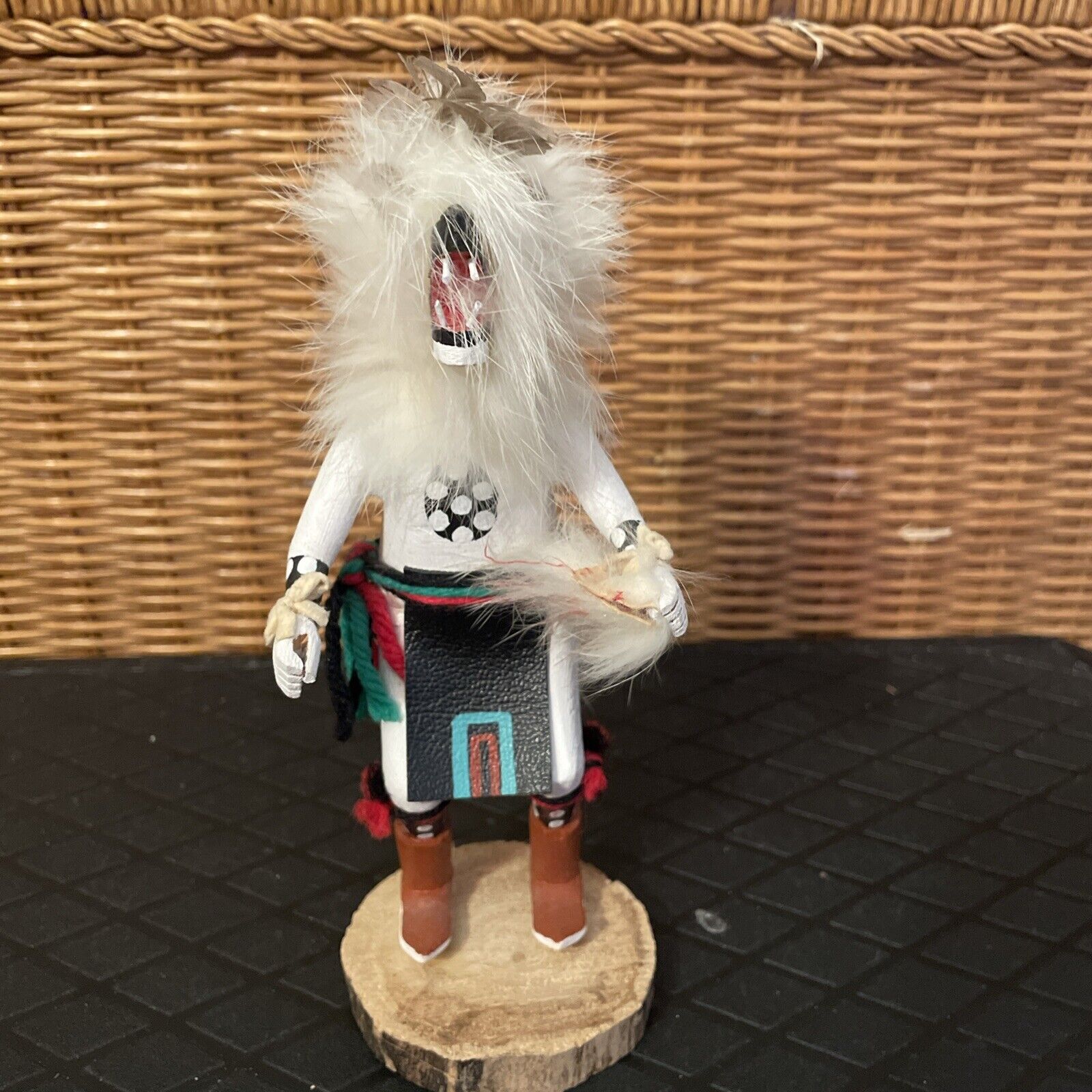 White Wolf  Navajo  Doll Native American Indian  Vintage 8” Carved