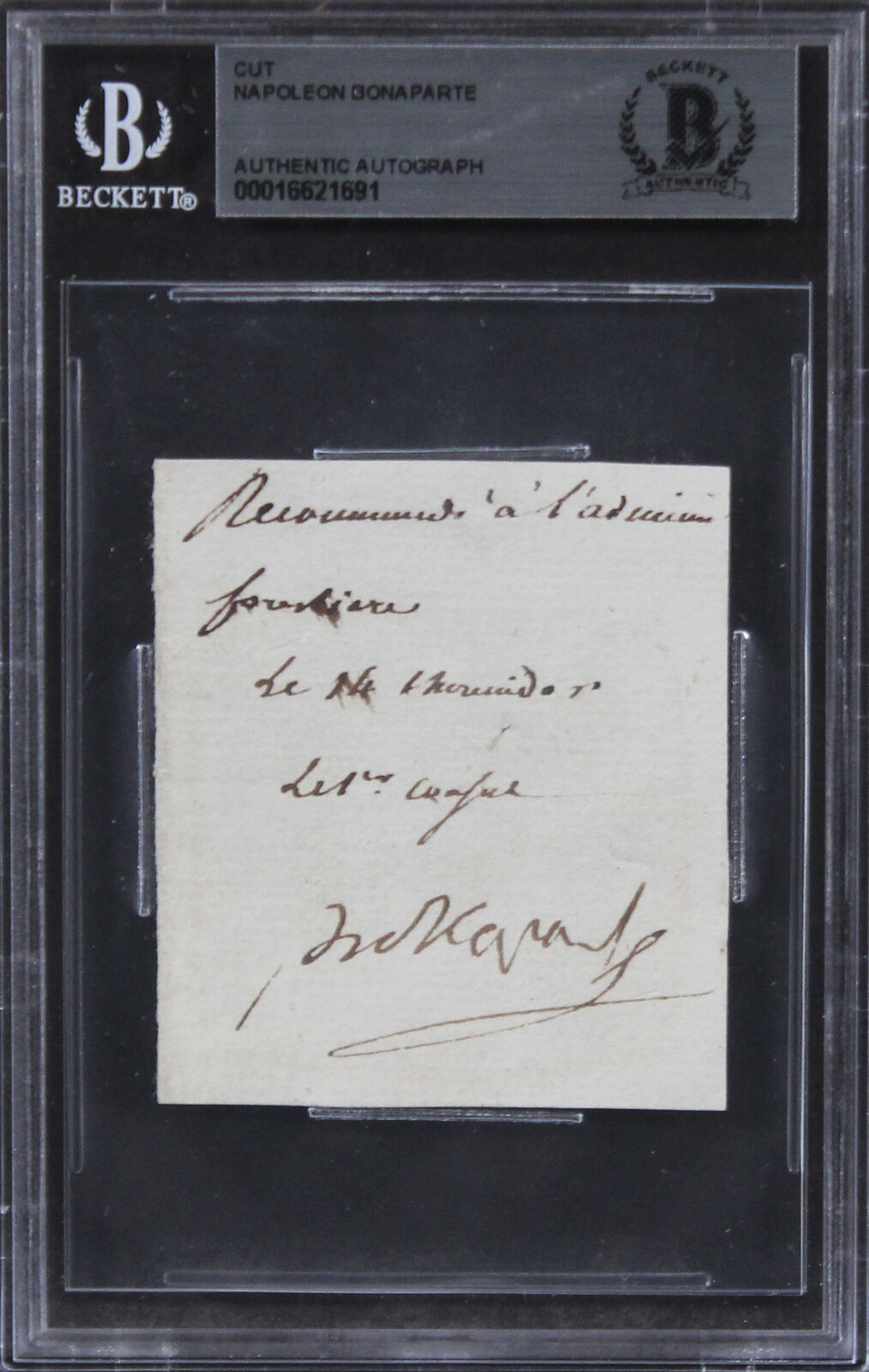 Napoleon Bonaparte Authentic Signed 2.15x2.35 Cut Signature BAS Slabbed