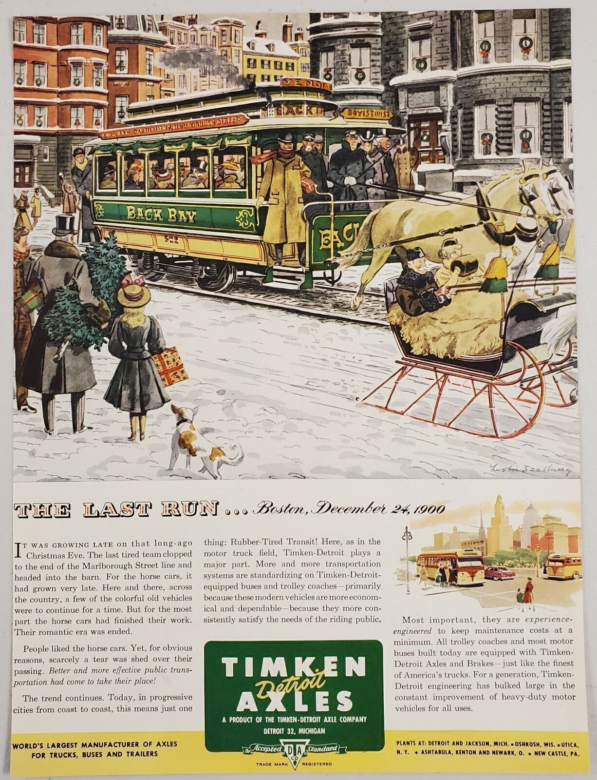 1951 Print Ad Timken Axles Horse Drawn Street Cars in Boston,1900 Detroit,MI