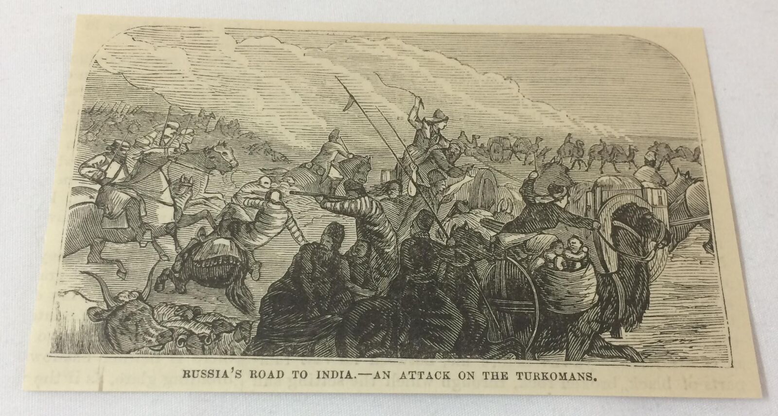 1878 magazine engraving ~ RUSSIA ATTACKS THE TURKOMANS