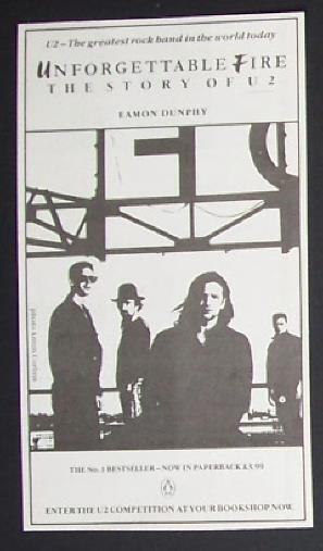 U2 Unforgettable Fire, The Story Of U2 (Book) 1988 Small Poster Type Ad, Advert