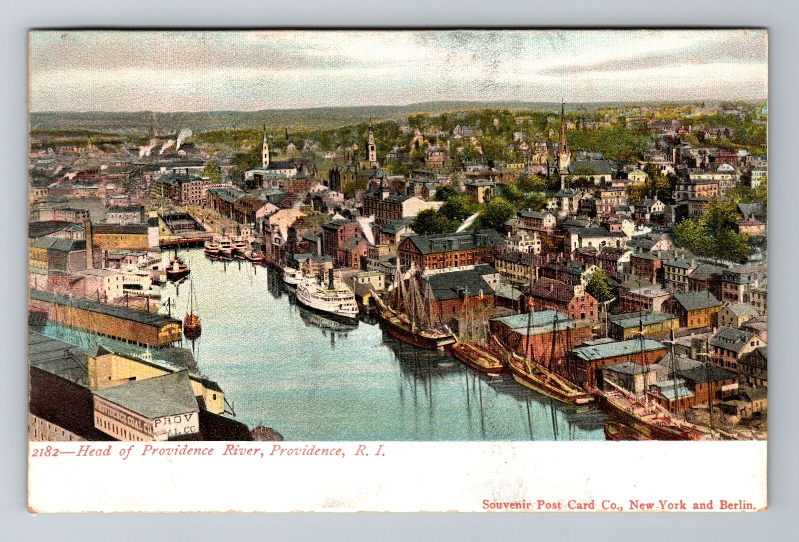 Providence RI-Rhode Island Bird's Eye Waterfront River View  Vintage Postcard