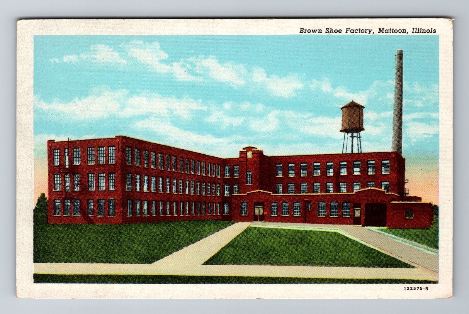 Mattoon IL-Illinois, Brown Shoe Factory, Antique, Vintage Souvenir Postcard