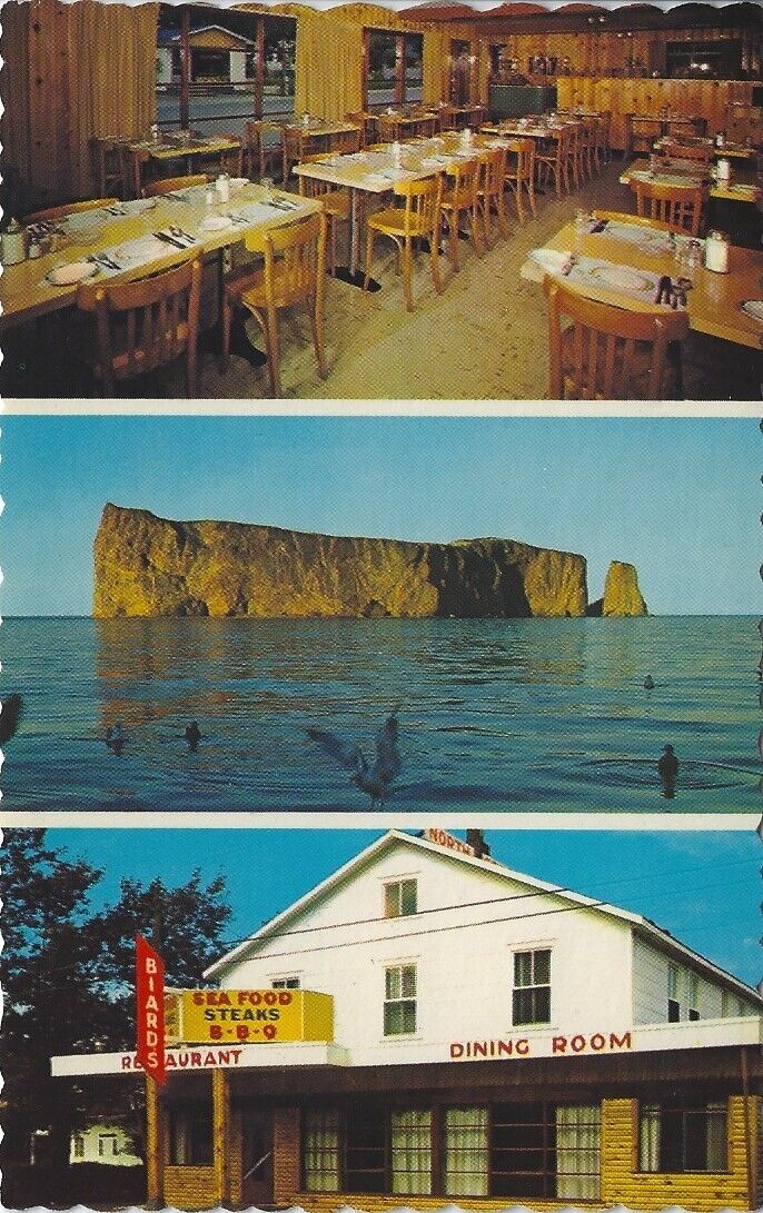Postcard Biard\'s Restaurant Multi-View Perce, Quebec Canada