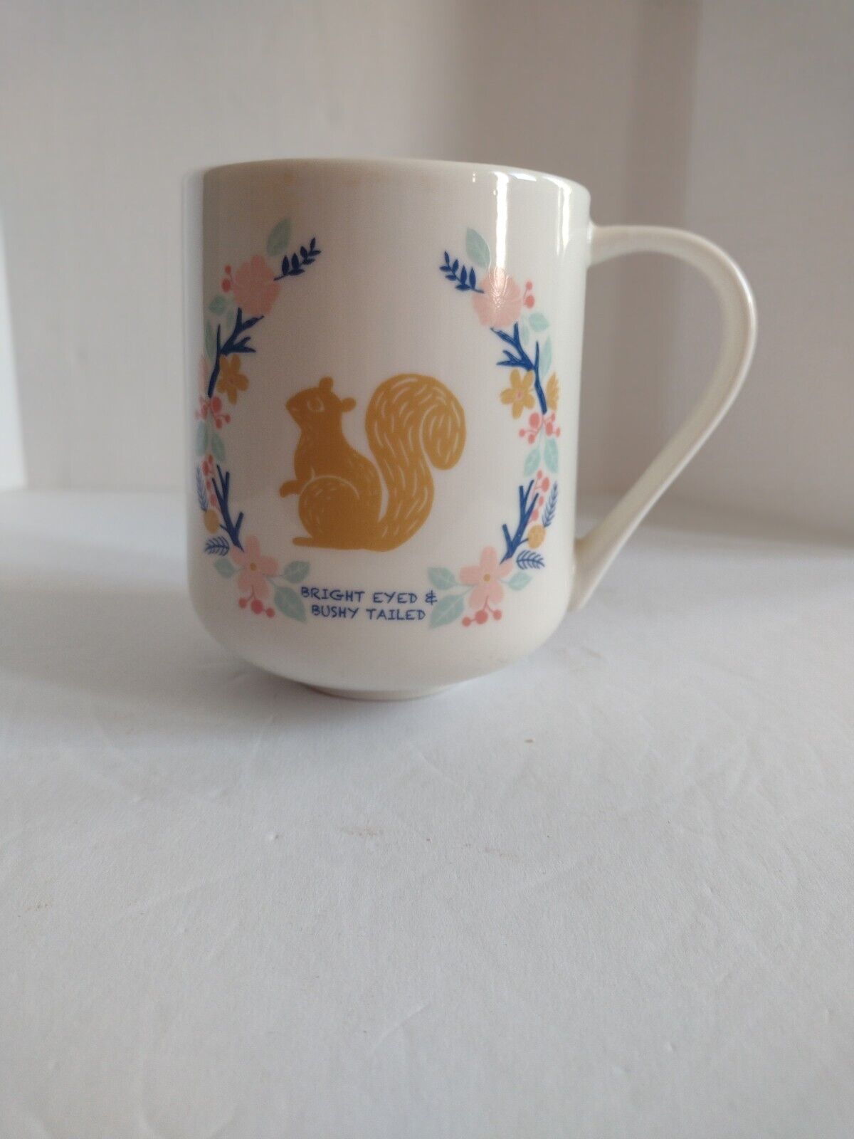 Threshold Bright Eyed and Bushy Tailed Squirrel Coffee Tea Mug Porcelain  4-1/2”