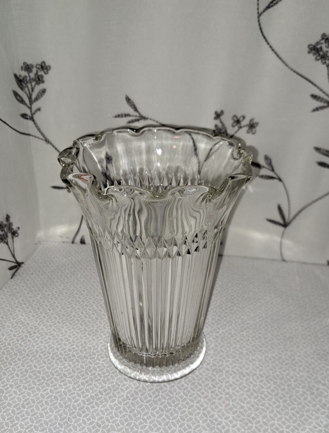 Vintage Jeanette Clear Glass Anniversary Vase