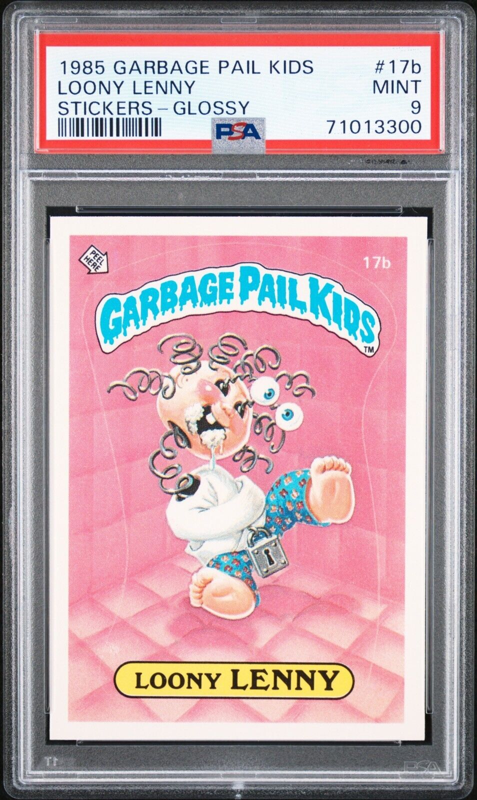 1985 Topps OS1 Garbage Pail Kids Series 1 LOONY LENNY 17b GLOSSY Card PSA 9 MINT