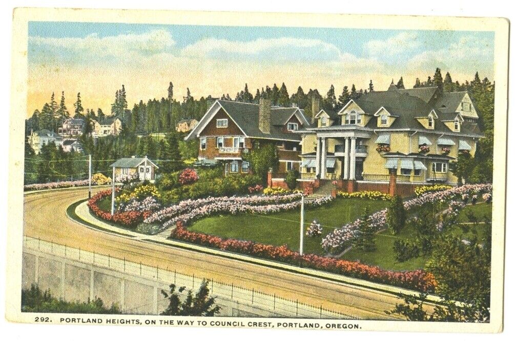 Portland Or Portland Heights on Way to Council Crest Vintage Postcard Oregon