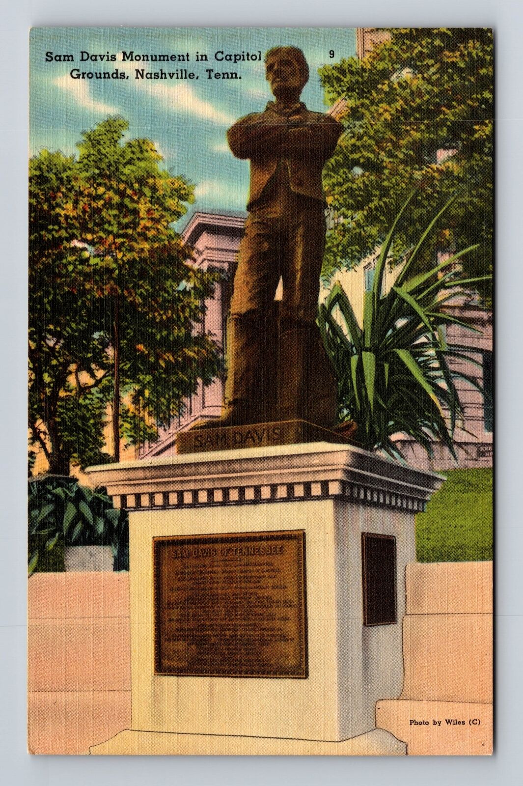 Nashville TN-Tennessee, Sam Davis Monument, Capitol Grounds Vintage Postcard