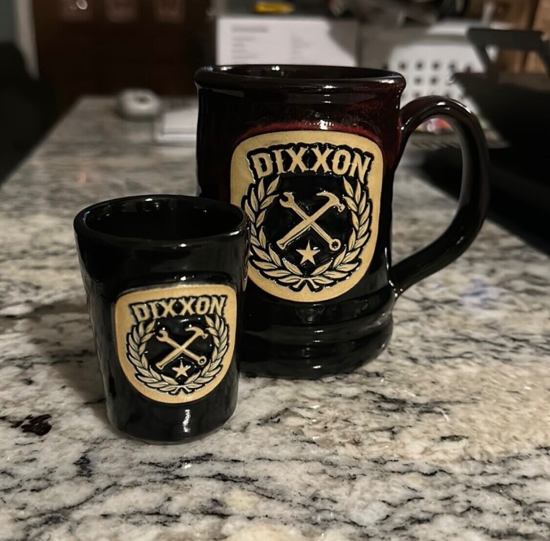 RARE DIXXON COFFEE MUG AND SHOT GLASS