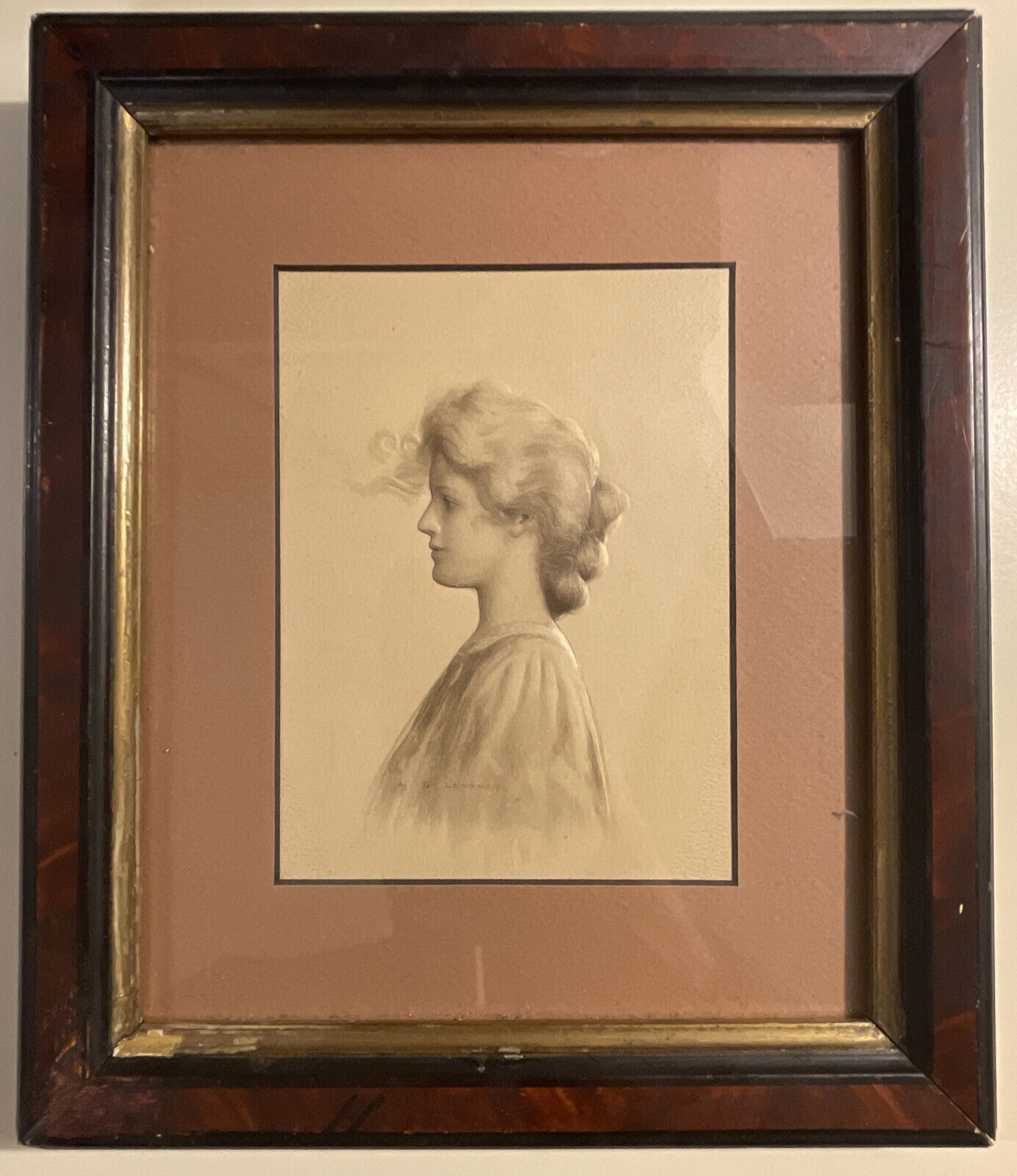 Vintage A. G. Learned Beautiful Woman 3D - Tinted Dimensional Print - Framed