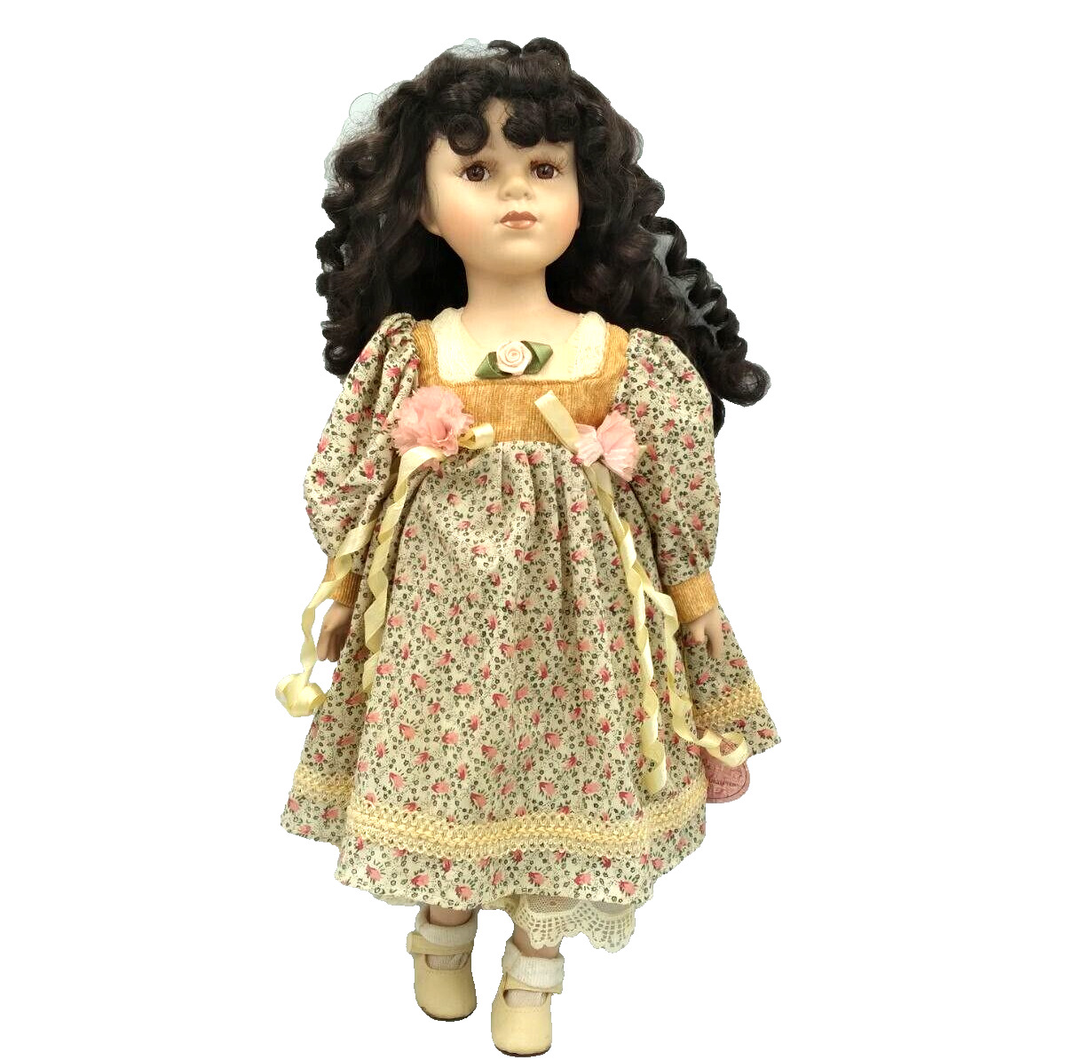 VTG Porcelain Doll J. Misa Collection Beautiful Brown Haired Country Girl Doll