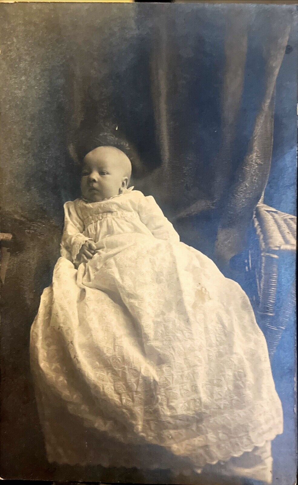 Antique Unposted Real Picture Postcard RPPC Baby Portrait White Dress