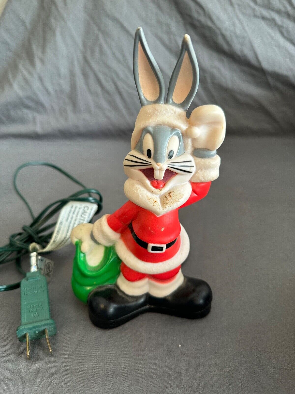 Vintage 1997 Bugs Bunny Santa tabletop Light up blow mold
