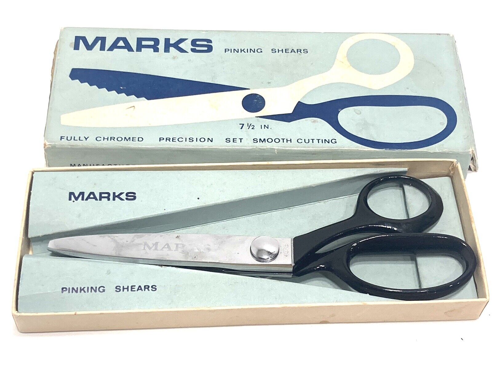 Vtg Marks Pinking Shears Scissors 7.5 Inches Chrome Blades Zig Zag A3243 23/4