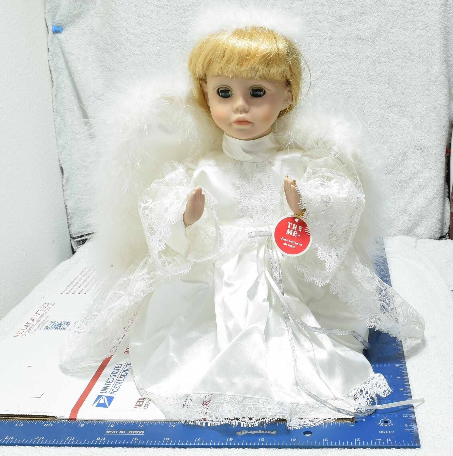 Christmas Angel Kneeling Doll Musical and Animated Sings \