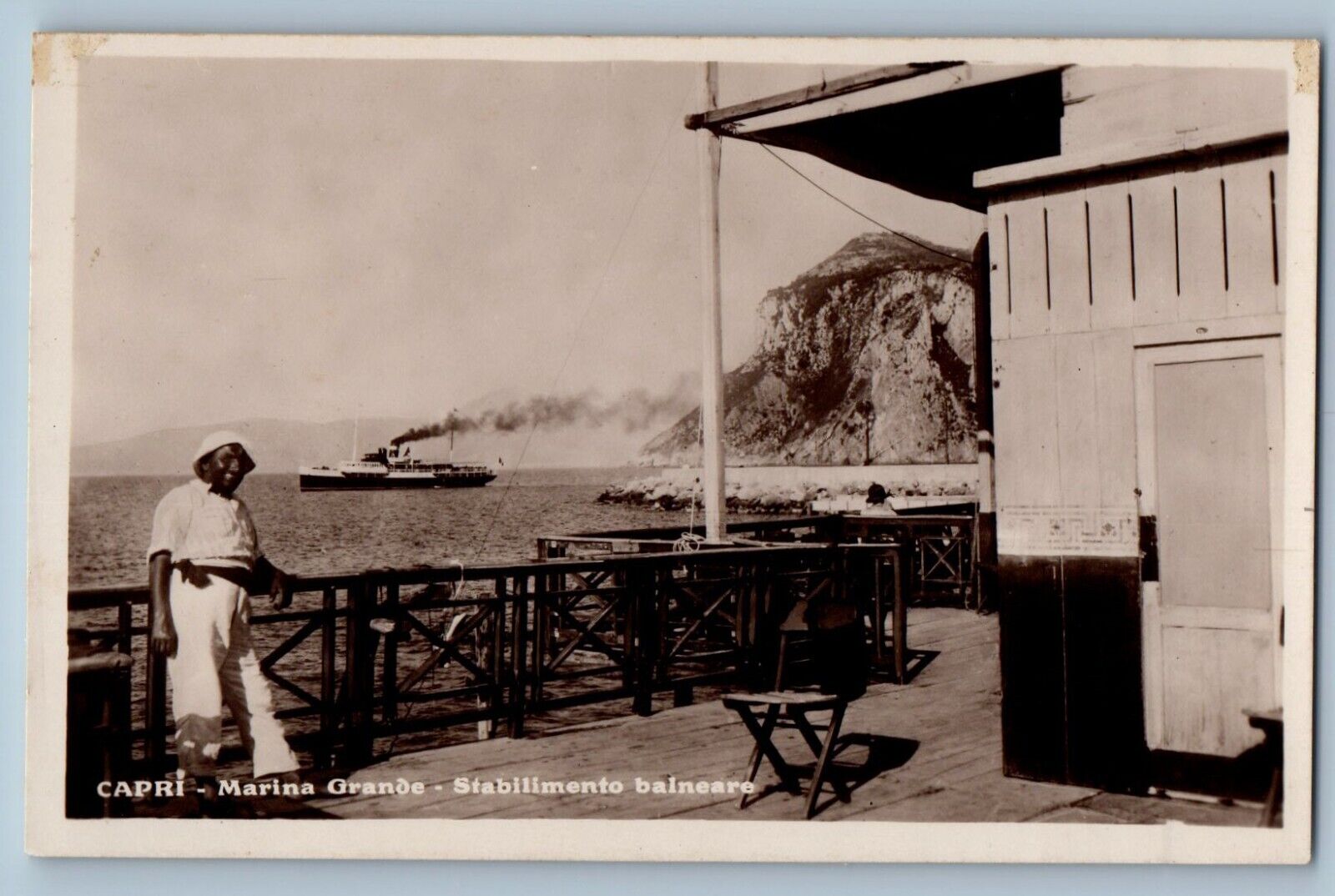 Capri Italy Postcard Marina Grande Bathing Establishment c1930\'s RPPC Photo