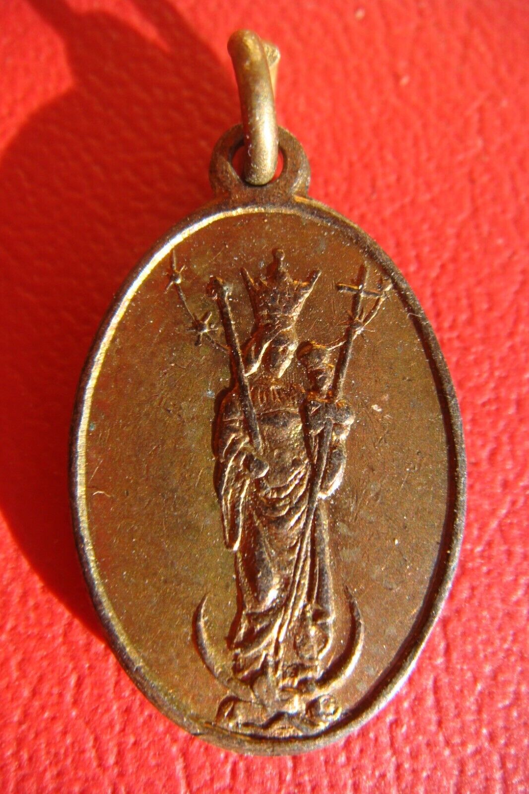 ANTIQUE BELGIUM The Miraculous Madonna of Charleroi HOLY MEDAL PENDANT