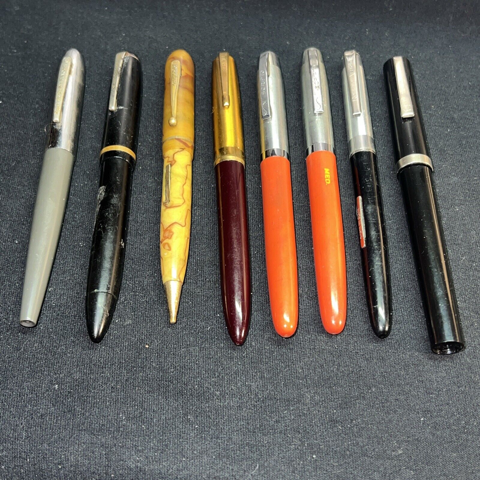 Vintage Lot (8) Various Type Fountain Pens - untested  Pics Show Manufacturers