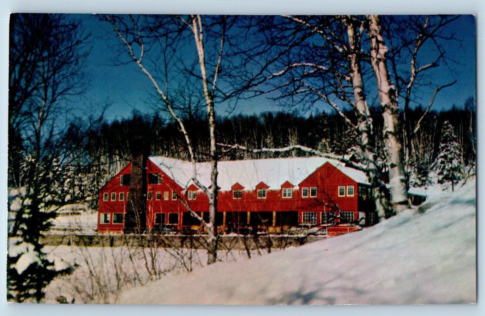 Lutsen Minnesota Mn Postcard All Year Lutsen Resort Snow Exterior Building 1960