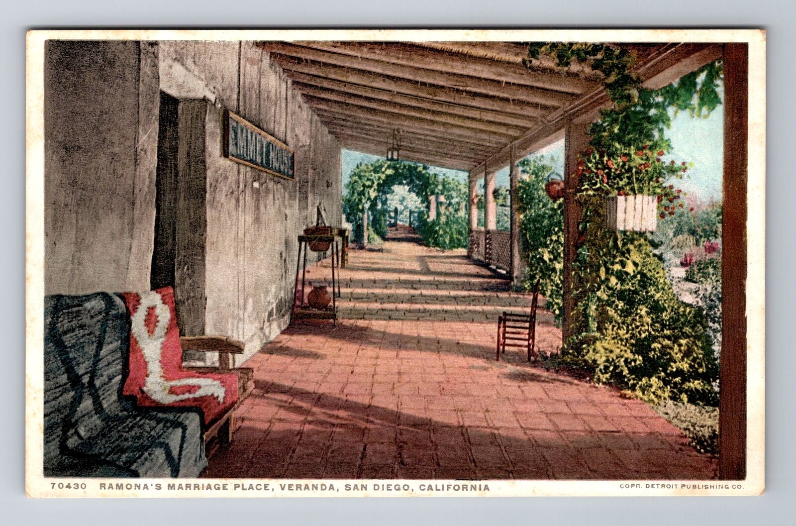San Diego CA-California, Ramona\'s Marriage Place, Veranda, Vintage Postcard