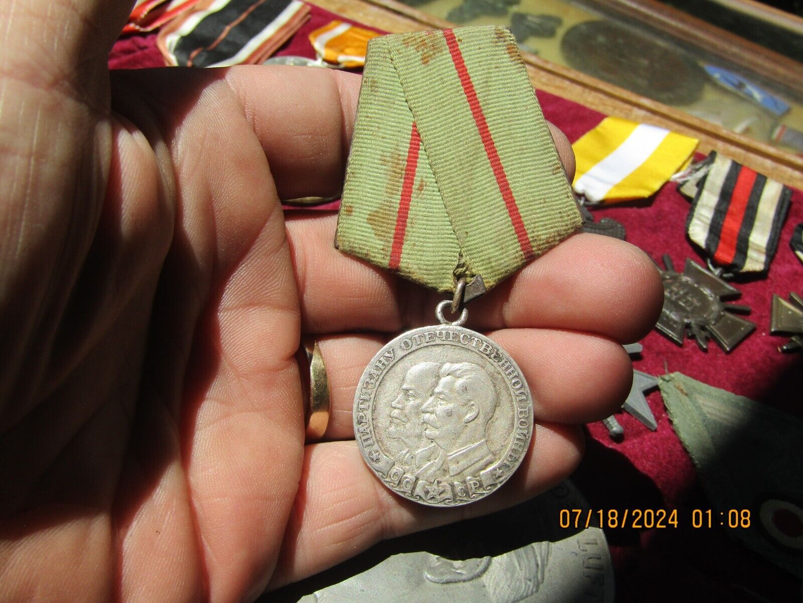 USSR WW2 Partisan 1st Class Silver Medal Order Badge