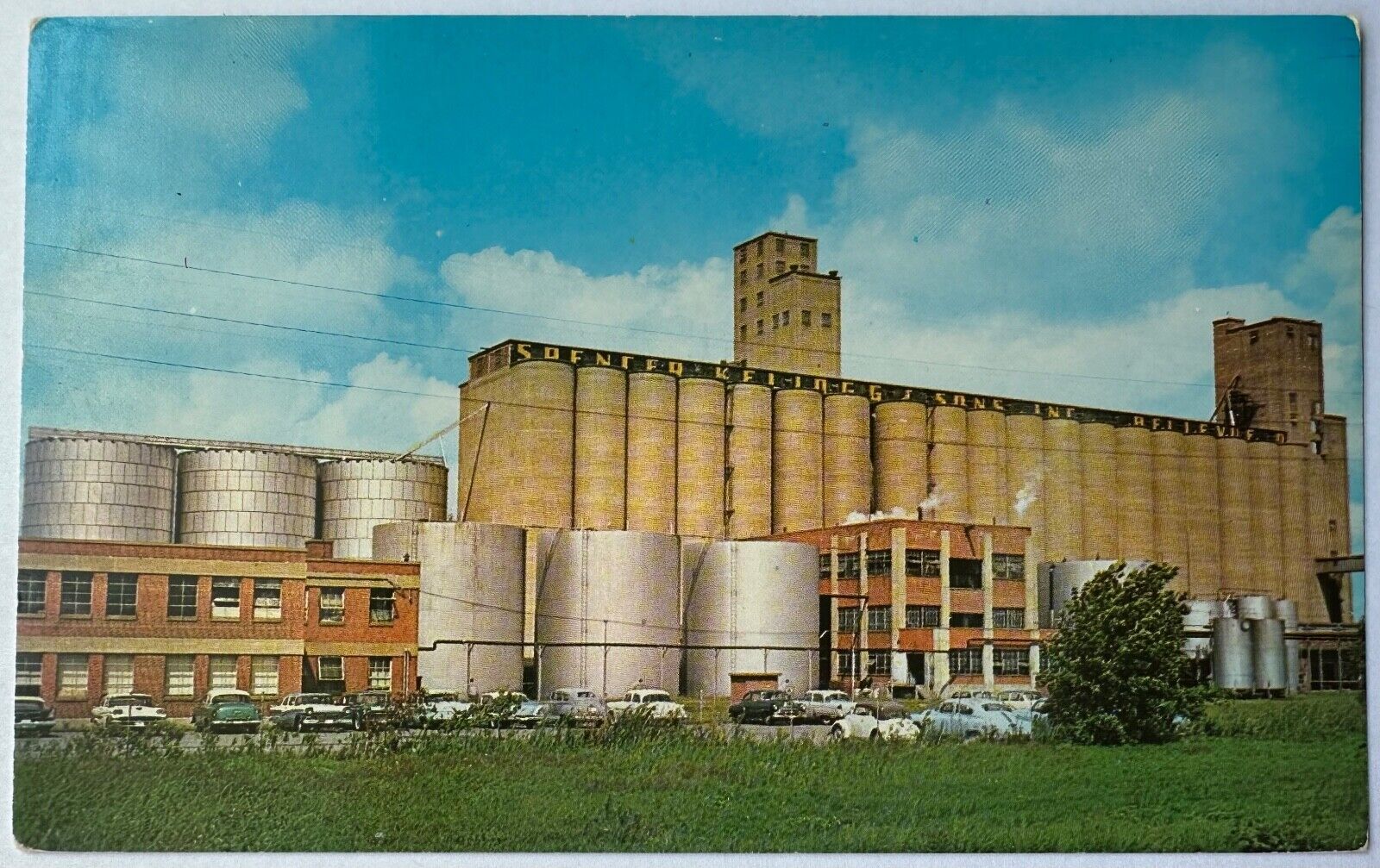 Bellevue Ohio Spencer Kellogg Soy Bean Products Farming Postcard c1950s