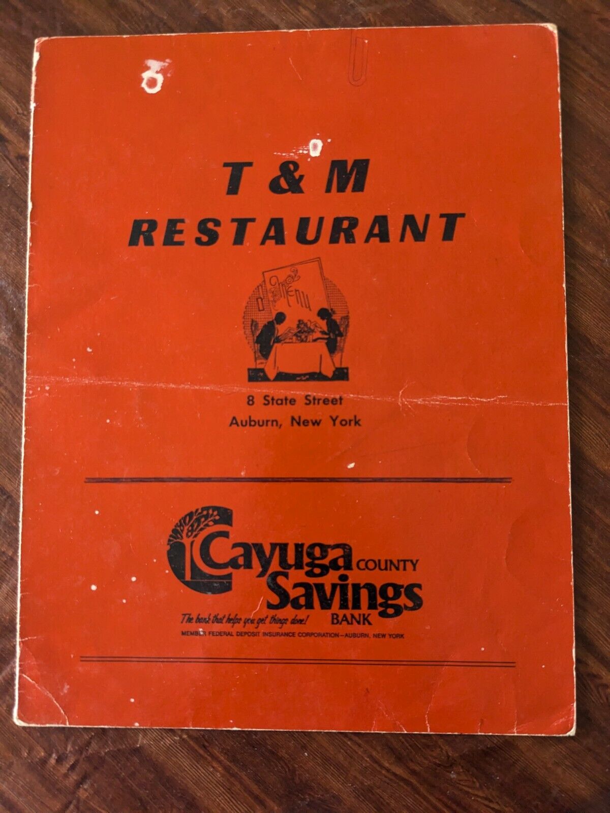 Vintage Menu T & M Restaurant Auburn, NY