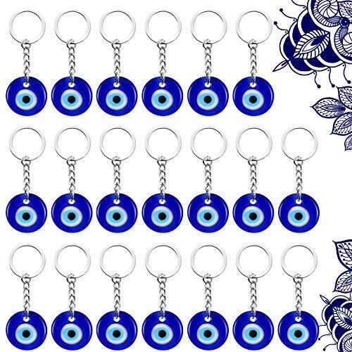 20 Pieces Turkish Blue Evil Eye Keychain Charms Pendants Crafting Glass 