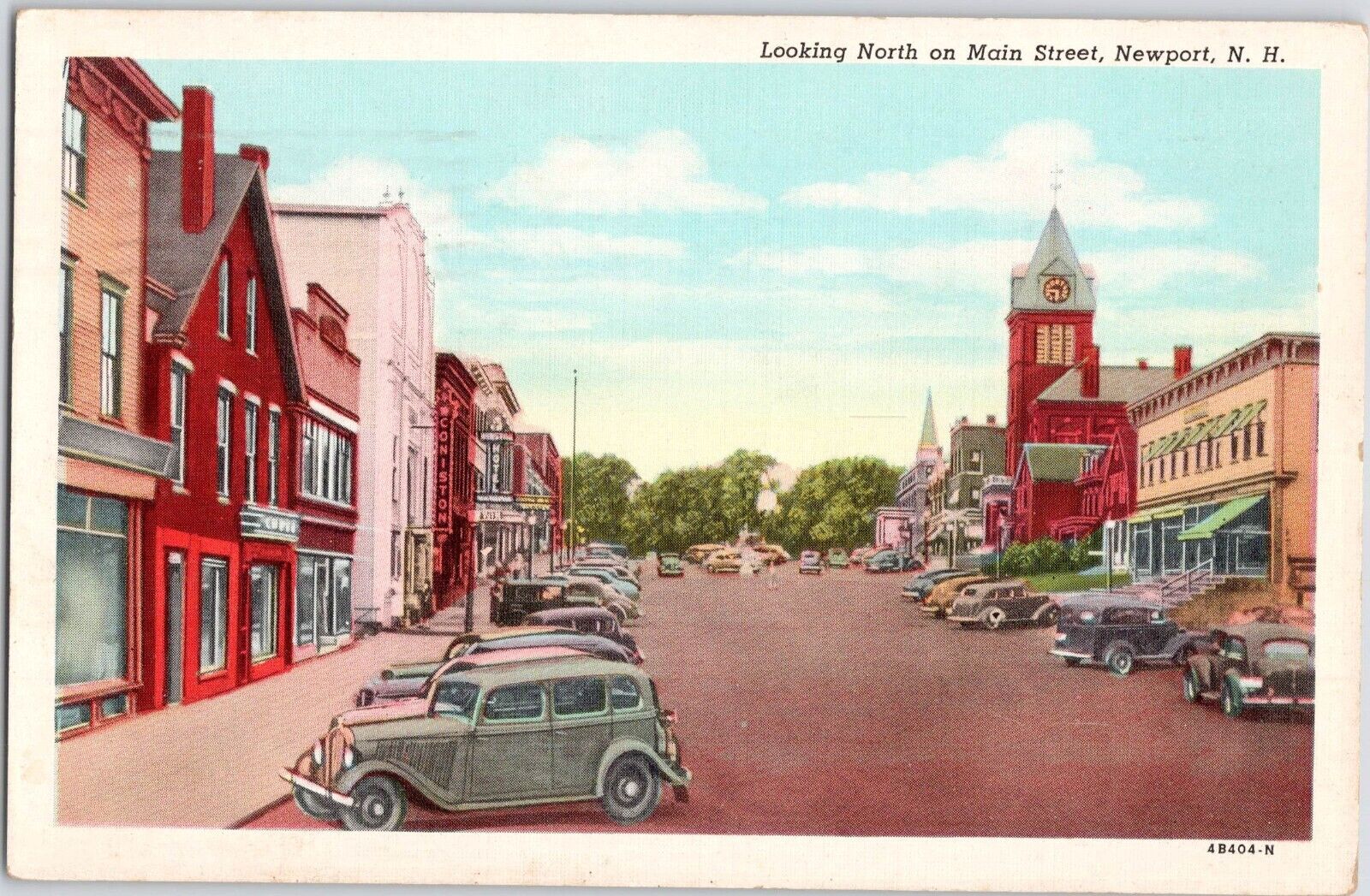 1947 Newport, New Hampshire Looking North on Main Street Vintage Postcard