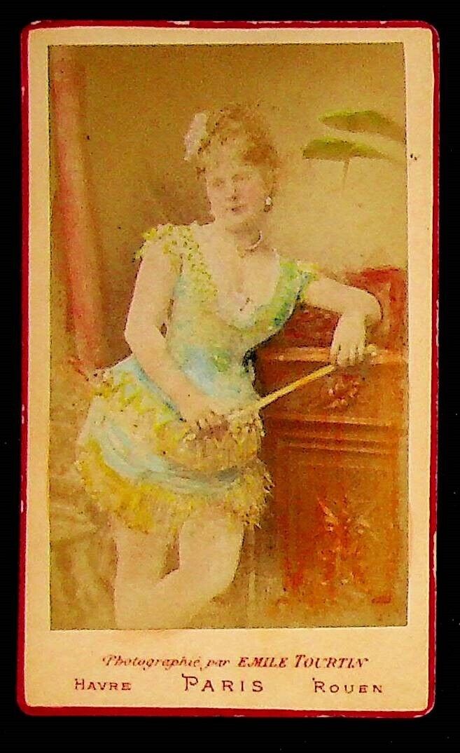 Emile Tourtin CDV Photograph 1860\'s Hand Colored Theatre Actress Paris