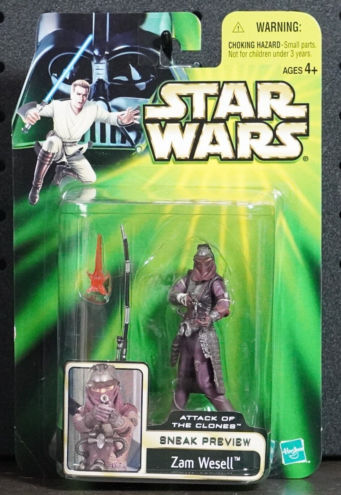 ZAM WESELL Star Wars Attack Of The Clones Sneak Preview Figure MOC Hasbro 2001