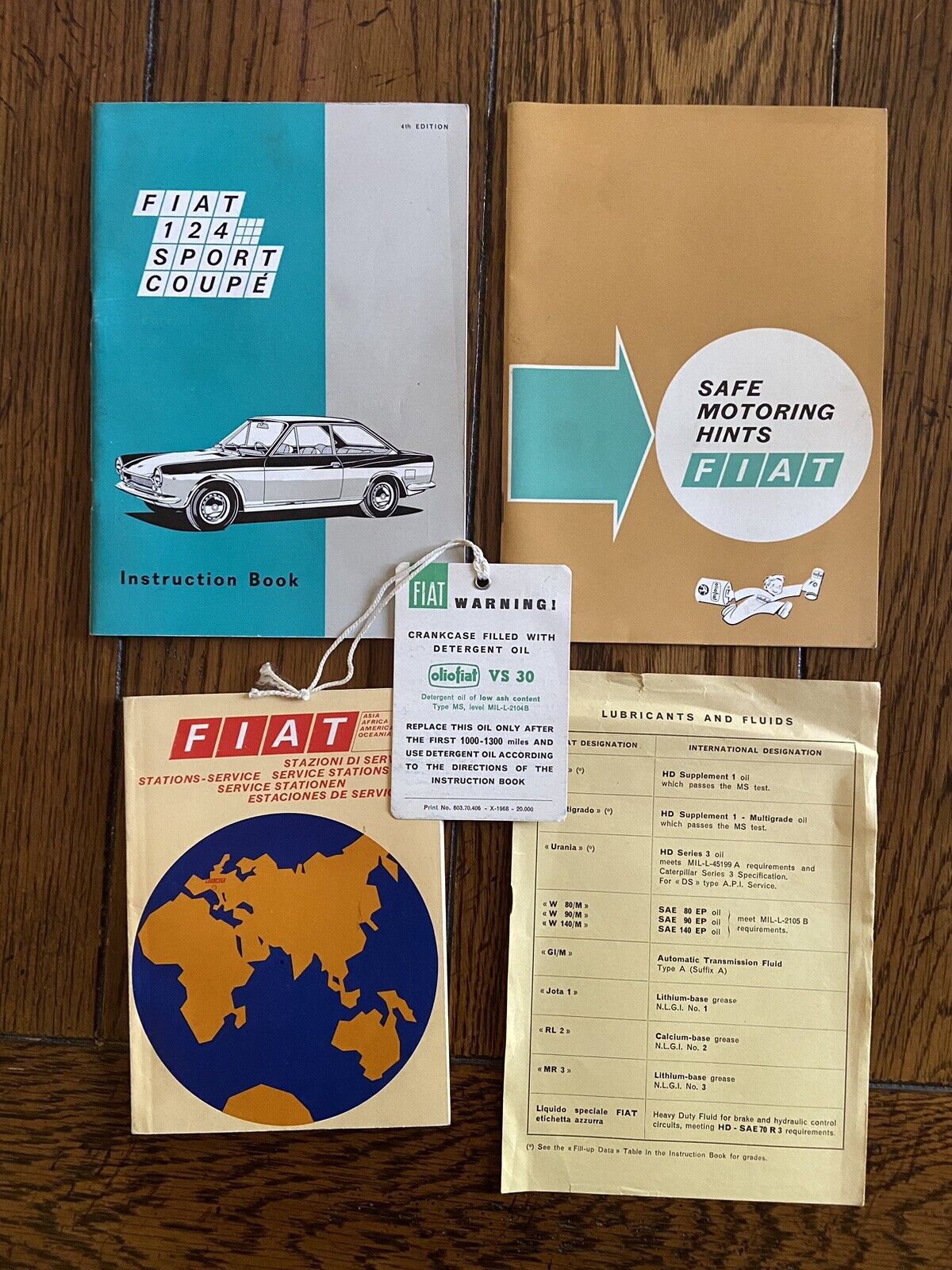 Vintage Fiat Instruction Book 124 Sport Coupe and Safe Motoring Hints 1968