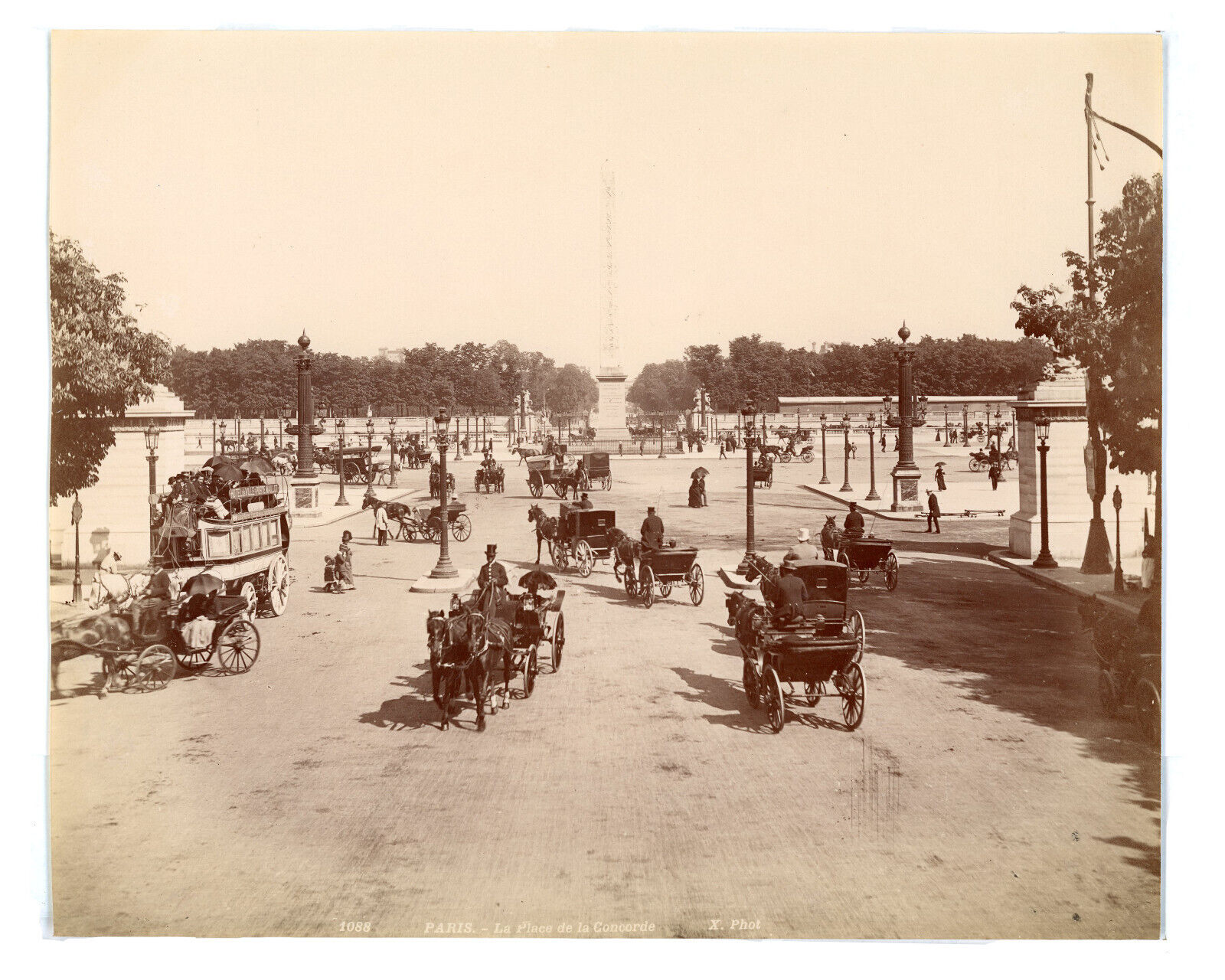 Vintage albumen print 1875-1885 / PARIS /244. La Place de la concorde/ 20x25 cm.