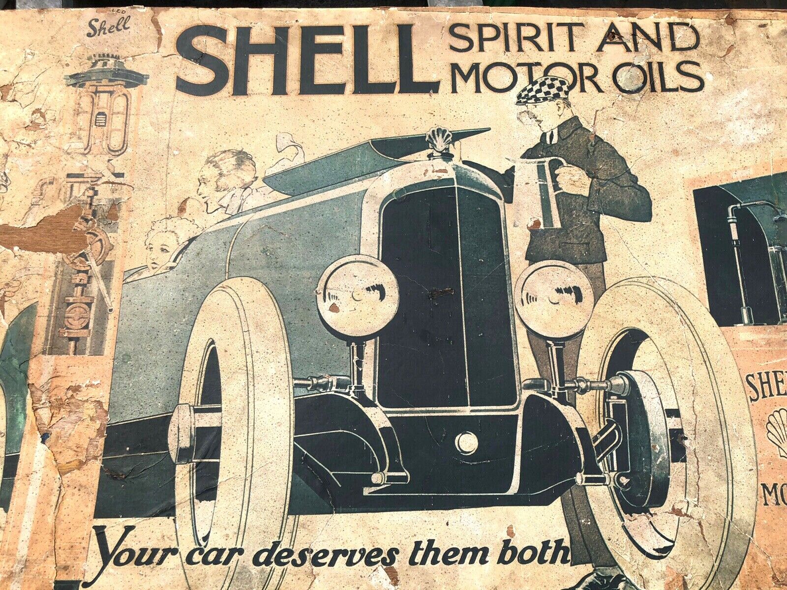 Rare Original 1930's Art Deco Shell Spirit and Motor Oil Poster by René Vincent