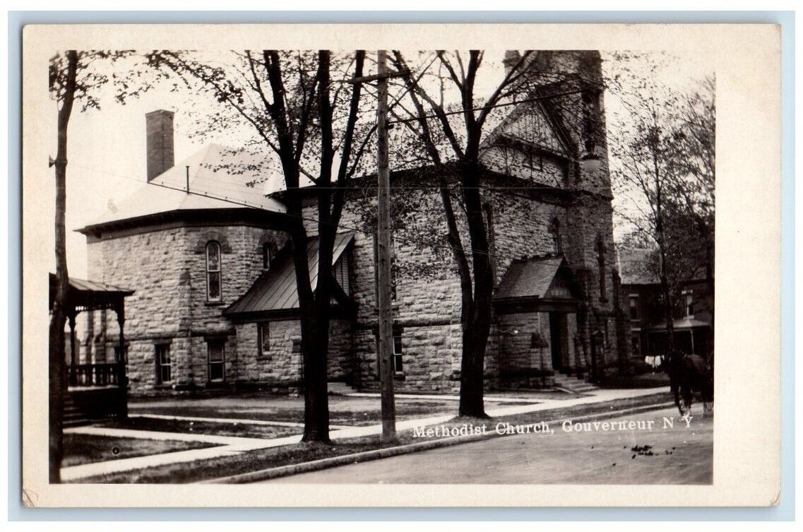 c1920\'s Methodist Church View Gouverneur New York NY RPPC Photo Postcard