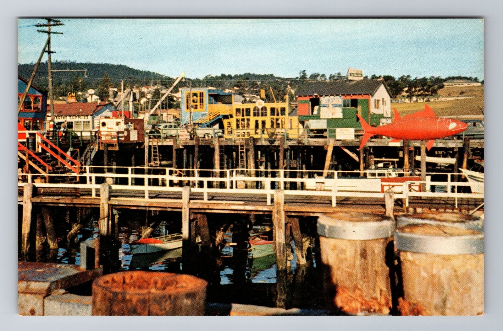 Monterey CA-California, Fisherman's Wharf, Antique, Vintage Souvenir Postcard